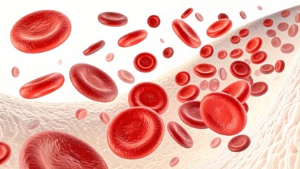 Microscopic View of Red Blood Cells Flowing Through a Vein Human Circulatory System Healthcare