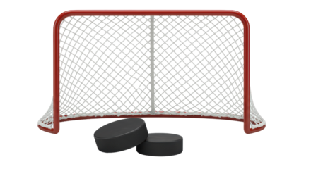 Isolated Hockey Net Pucks Sports Equipment Game