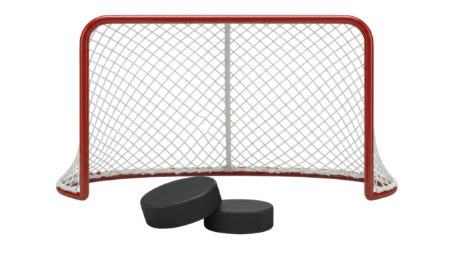 Isolated Hockey Net Pucks Sports Equipment Game