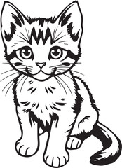 Obraz premium Cute kitten. Hand drawn vector illustration