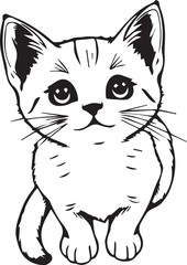 Cute kitten. Hand drawn vector illustration