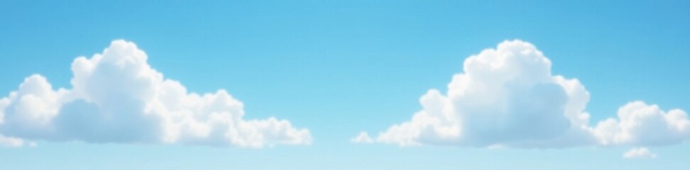 Obraz premium Cloudy sky with few fluffy white clouds in soft blue background, soft, cloudy