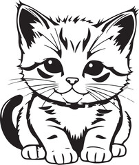 Cute kitten. Hand drawn vector illustration