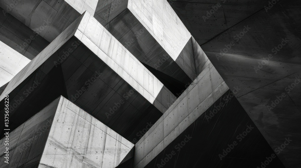 Poster an abstract architectural design with sharp lines and geometric shapes.