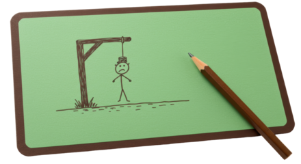 Isolated Illustration of Stick Figure Hanging on Green Board