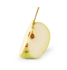 Piece of ripe green apple isolated on white
