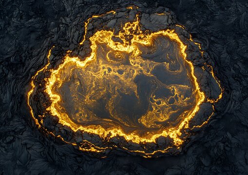 Volcanic Crater's Fiery Core - Powered by Adobe