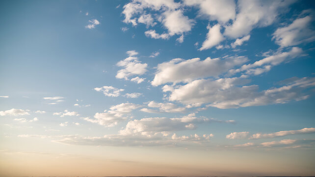 A serene partly cloudy sky at sunset