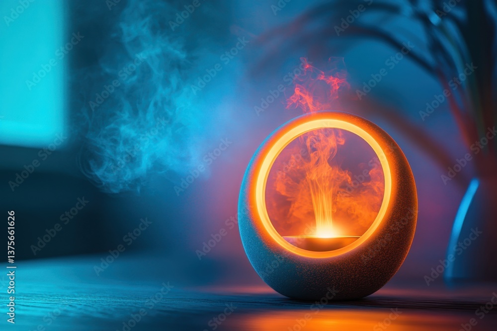 Aufkleber cozy ambiance created by a decorative diffuser emitting colorful mist in a calm setting