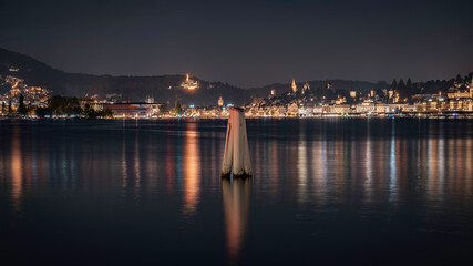 Fototapeta premium Long exposure night panorama of the city of Lucerne, Switzerland.
