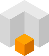 Obraz premium Cube logo, geometric vector design. Box logotype company, trendy tech emblem in pixel style.