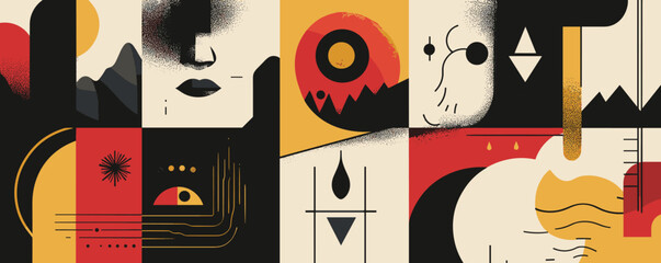 Abstract geometric art with bold shapes and contrasting colors - vector.