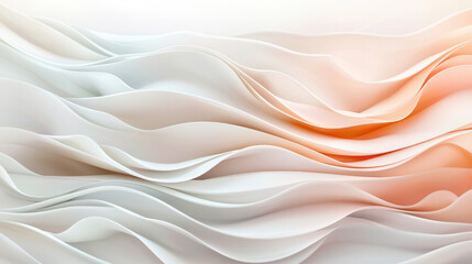 Abstract waves with smooth undulating patterns in white and orange tones, creating serene and flowing design