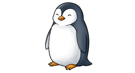 Isolated Cute Penguin Cartoon Character Smiling