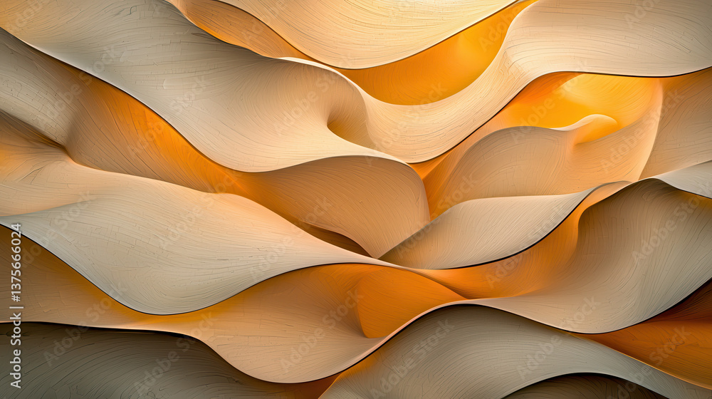 Aufkleber abstract waves of layered beige and orange textures create mesmerizing and futuristic design