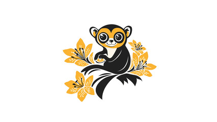 Obraz premium Adorable Spectacled Bear in Blooming Yellow Flowers