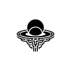 Abstract Minimalist Space Station Icon, Black & White Logo Design