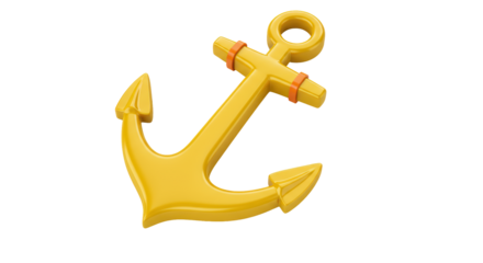 Isolated Golden Anchor Symbol Nautical Maritime Marine