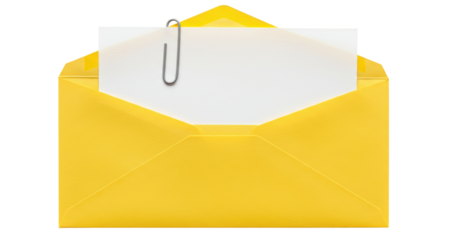 Isolated Yellow Open Envelope with Paper Sheet Message - Powered by Adobe