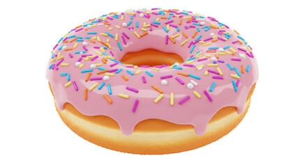 Isolated Delicious Donut with Pink Glaze and Sprinkles Sweet Treat