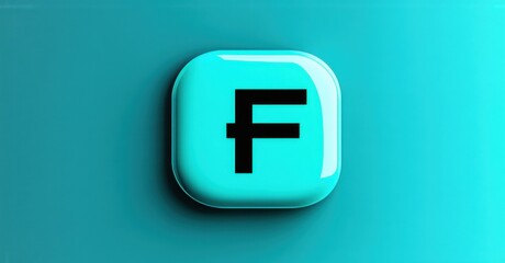 Obraz premium Glossy cyan and black font editing app icon with glyph tools and custom lettering preview realistic detailed glossy style round square shape modern app icon bold vibrant colors