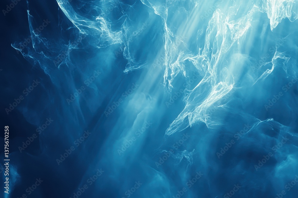 Poster vibrant blue burst with ethereal light rays creating an abstract heavenly atmosphere, blue burst abs