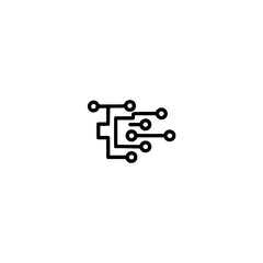 Minimalist Circuit Board Icon on White Background
