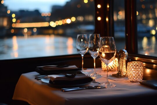 Enjoy an unforgettable evening dinner cruise on the Seine River in Paris with stunning views and fine dining experiences, Evening Dinner Cruise on Seine River, Paris