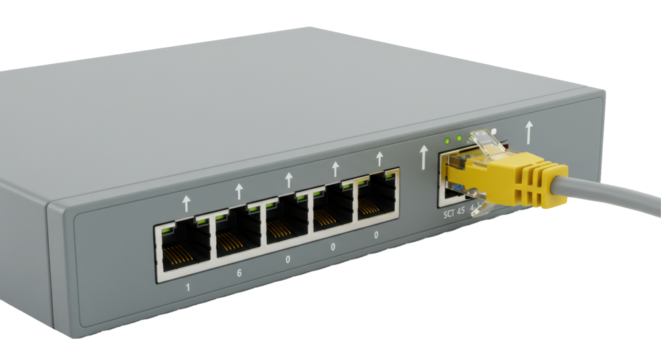 Isolated Network Switch Router with Ethernet Cable Connection