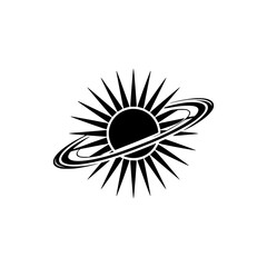 Solar Flare & Planetary Rings Vector Illustration, Minimalist Design © MatandSterre