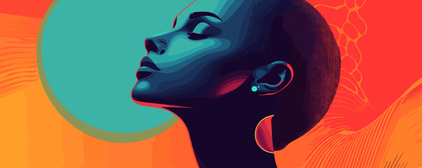 Abstract portrait with bold colors and geometric background - vector.