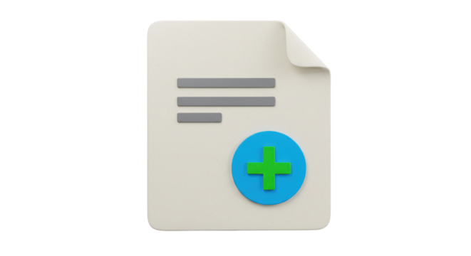 Isolated Document File Icon with Plus Sign