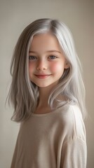 Fototapeta premium Portrait of a Young Girl with Long Silver Hair