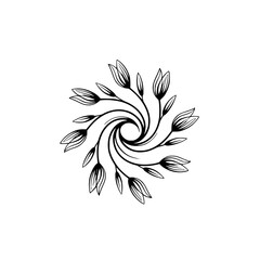 Obraz premium Floral Swirl Design, Black and White, Minimalist Elegance