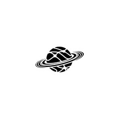 Minimalist Globe Icon with Rings: Black & White Logo Design