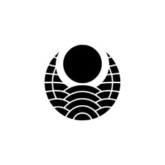 Minimalist Black and White Wave and Circle Design - Logo Concept