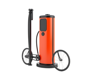 Orange tire pump for bicycle with black details