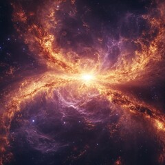 Explosive Cosmic Event in Deep Space with Nebula and Bright Stars