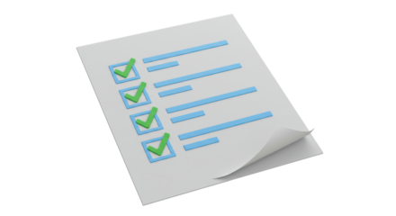 Isolated Checklist with Blue Lines and Green Checkmarks Completed