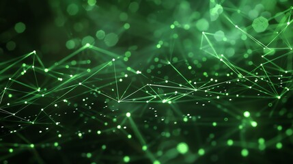 Obraz premium Glowing green neural network. Artificial intelligence concept. 3D rendering.