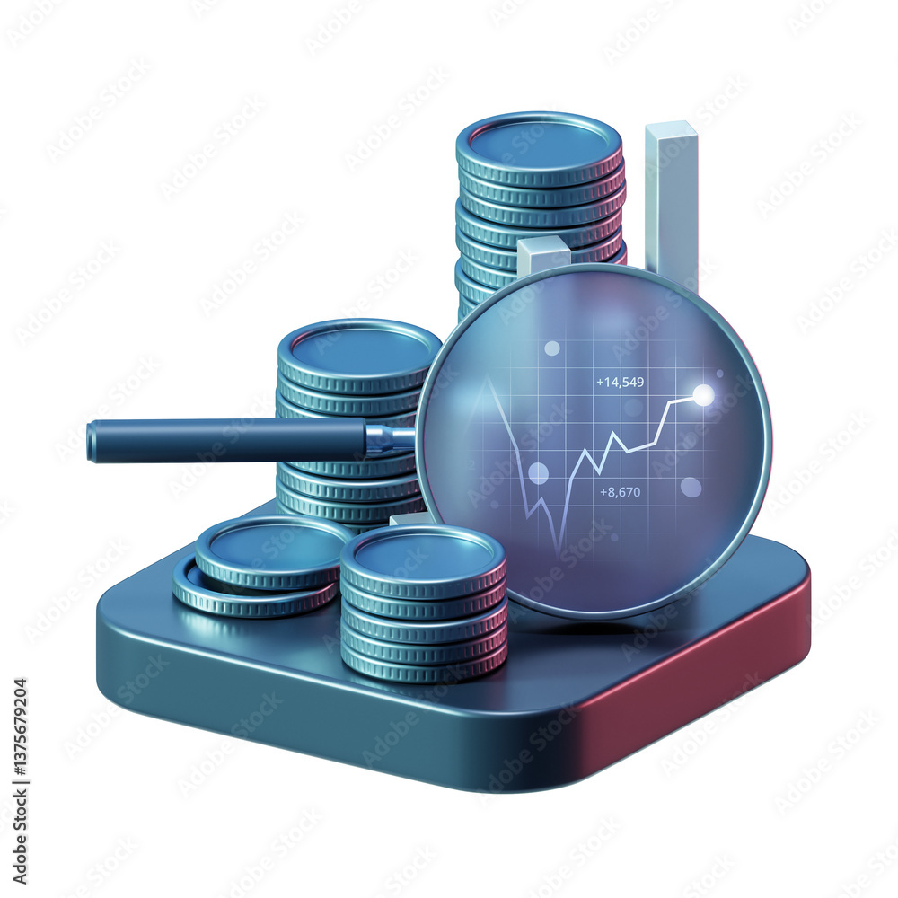 Aufkleber 3d stock market analysis with financial data chart graph and trading for investment and finance tran