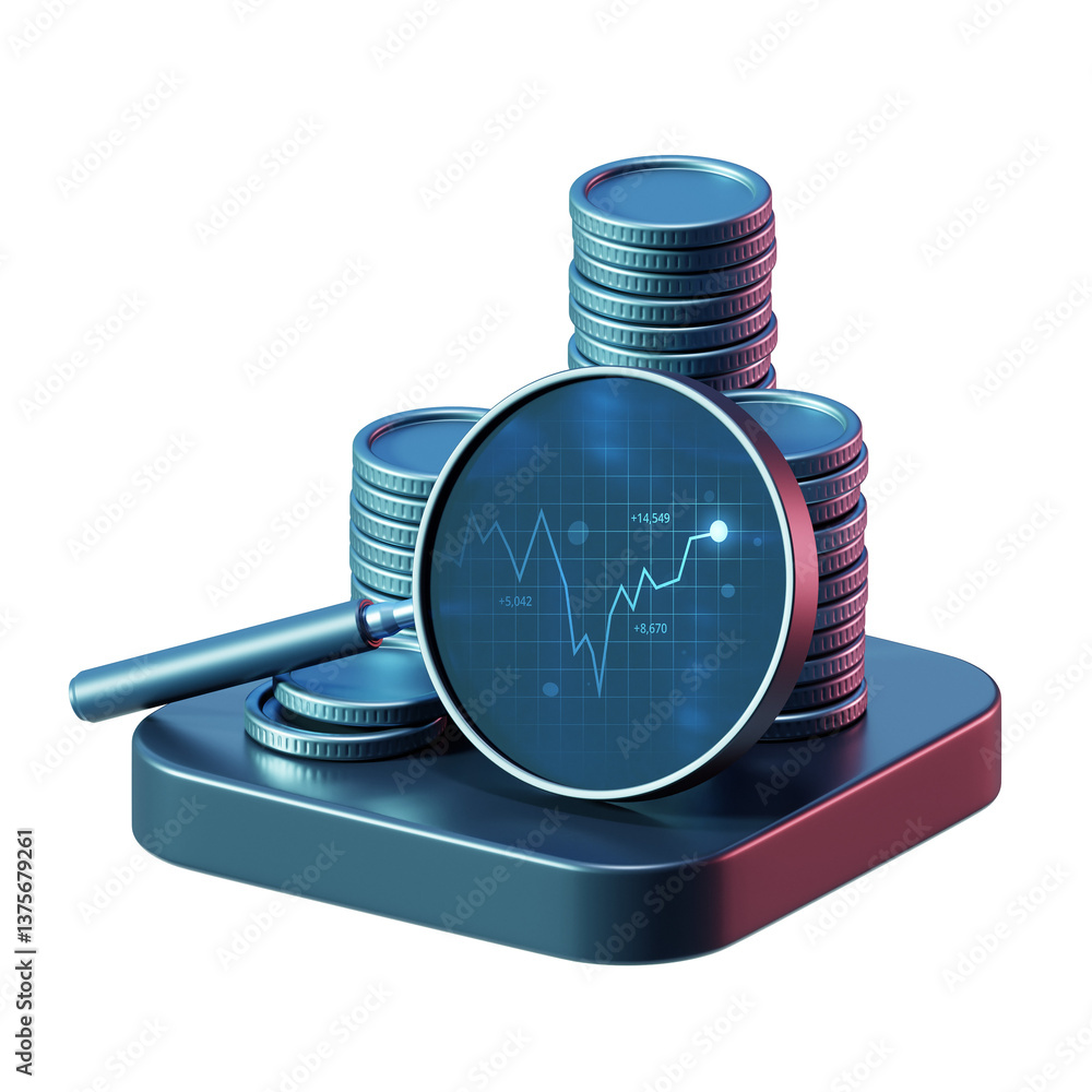 Poster 3d stock market analysis with financial data chart graph and trading for investment and finance tran