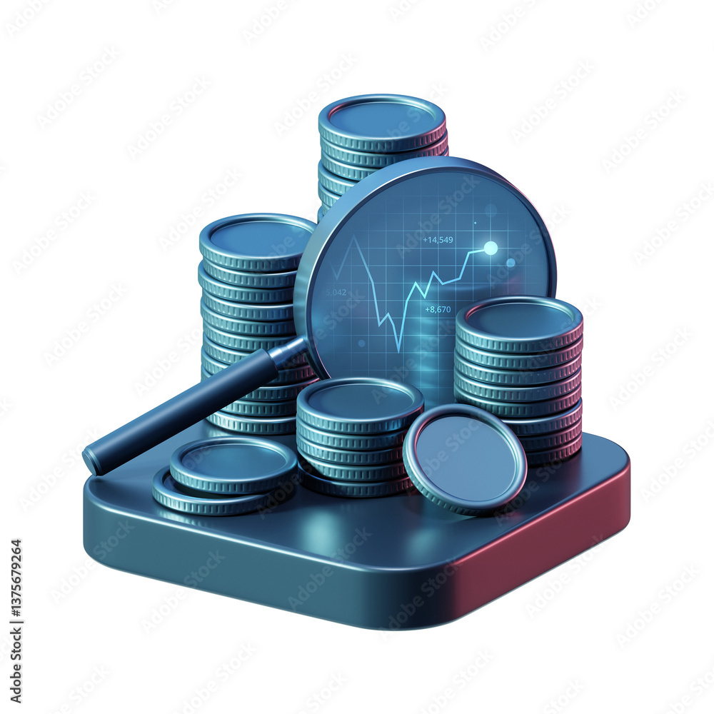 Poster 3d stock market analysis with financial data chart graph and trading for investment and finance tran