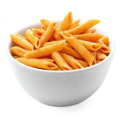 penne pasta in a white bowl