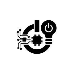 Tech Innovation Concept: Chip, Power, & Idea, Minimalist Design