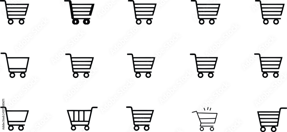 Poster vector shopping cart icon for e-commerce buy button design