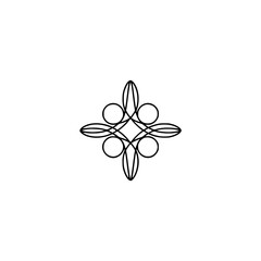 Minimalist Black Line Art Floral Motif on White Background
