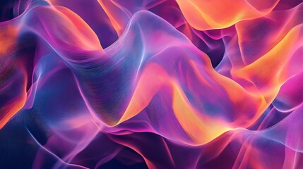 Fototapeta premium A digital illustration featuring abstract sound waves, with flowing lines and a gradient color palette that symbolizes music and sound movement