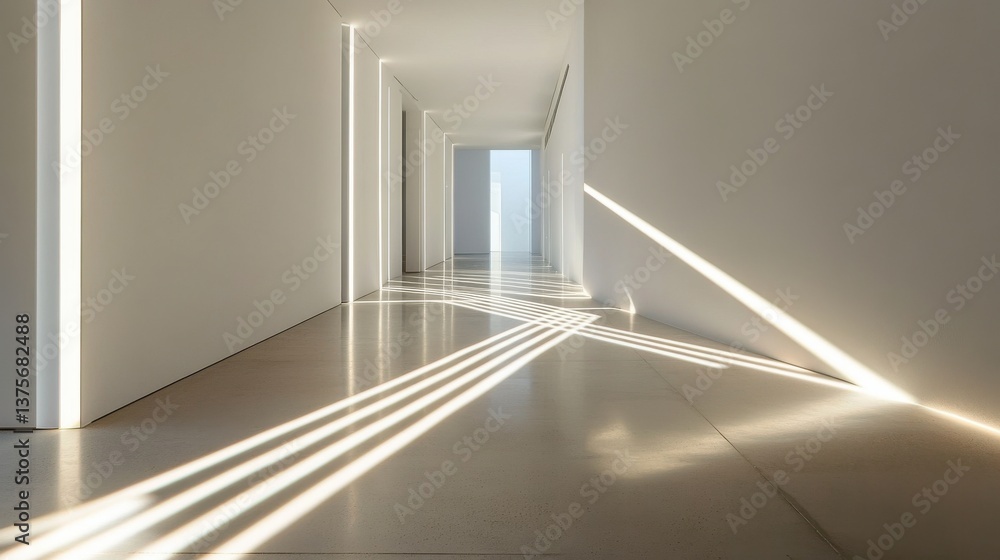Aufkleber modern hallway with ambient led lighting and sunbeams creating an architectural aesthetic