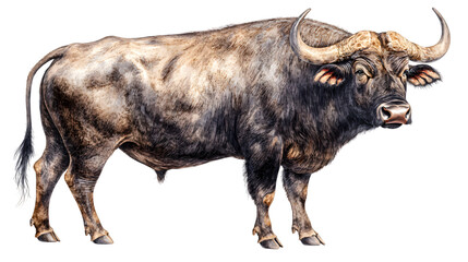 Powerful African Cape Buffalo Bull Detailed Illustration Wildlife Animal Portrait